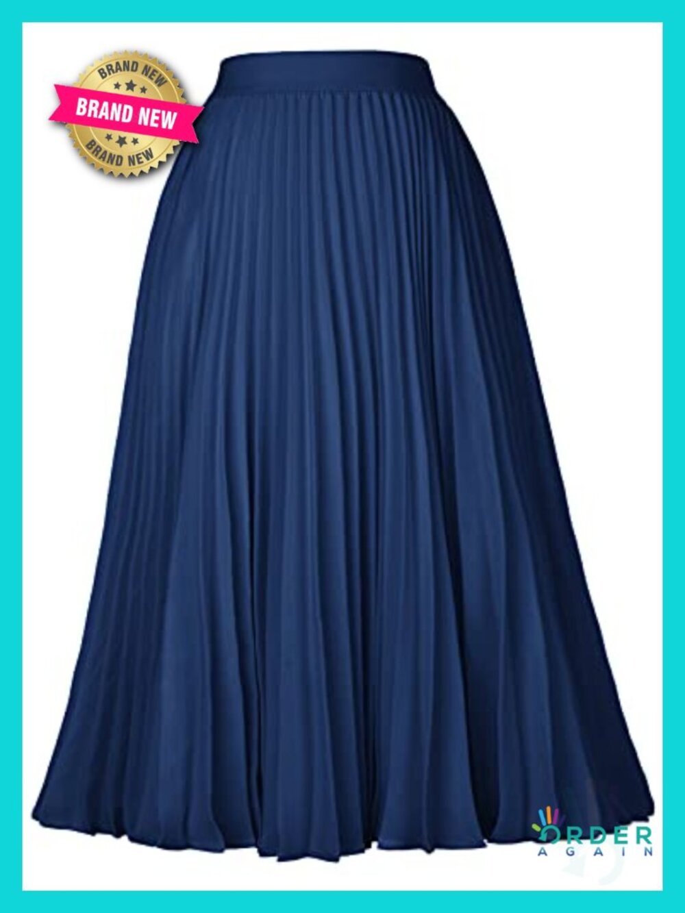 Pleated Midi Skirt Women Chiffon A-Line Elastic Waist Casual